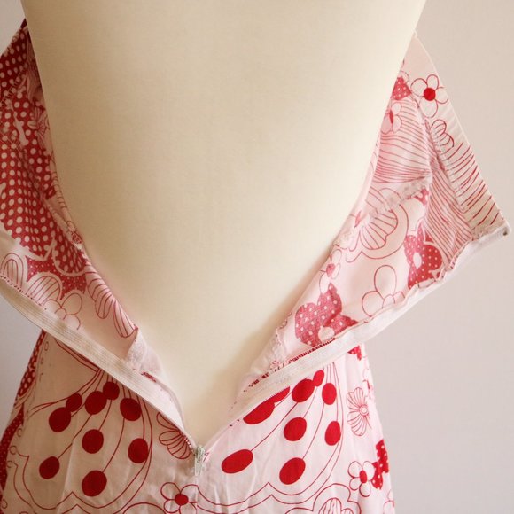 Vintage-Inspired Polka Dot Floral Strapless Dress - Picture 10 of 12